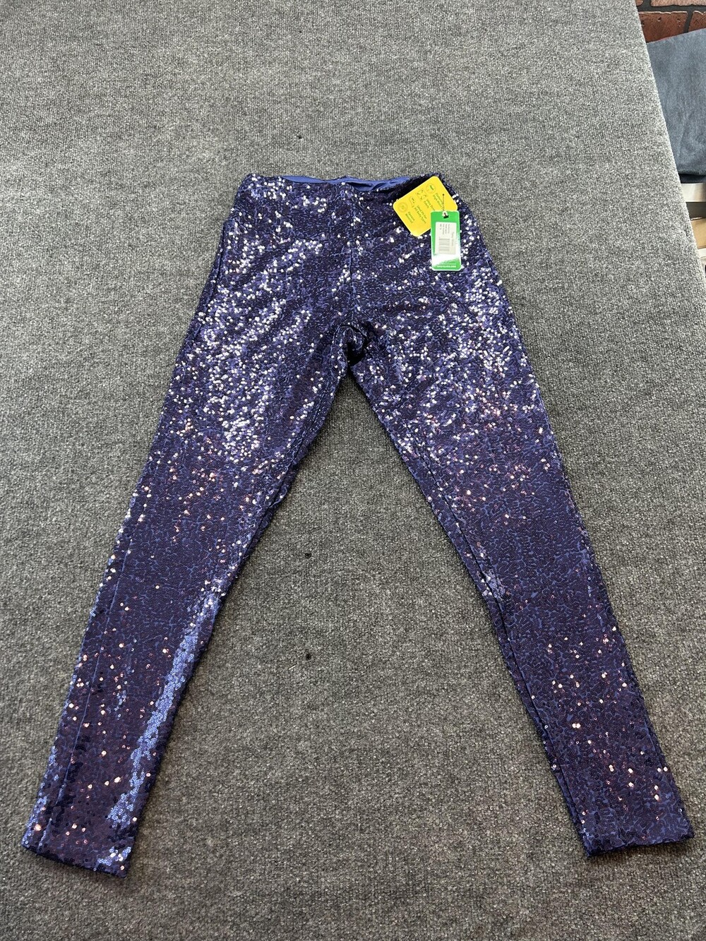 Tipsy Elves Leggings Womens Medium Blue Sequin High Waist Ankle Party Pants